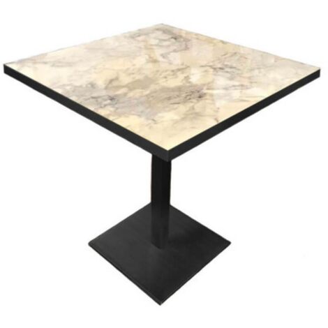 Tavolo quadrato 80x80 base nera e piano effetto marmo bianco Key