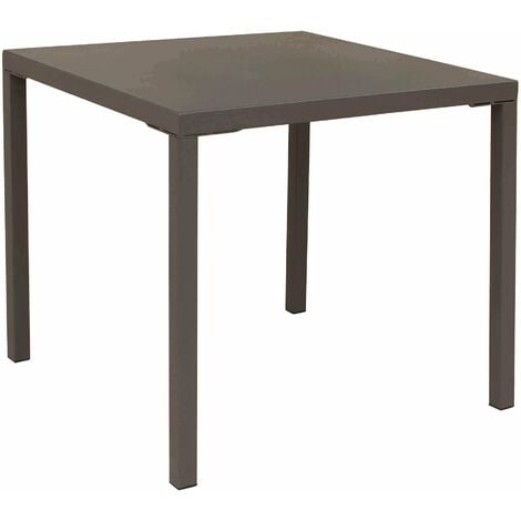 Tavolo quadrato 80x80 cm impilabile salvaspazio da esterno giardino per bar e ristoranti con struttura e piano in acciaio Bolton -  DarkGray