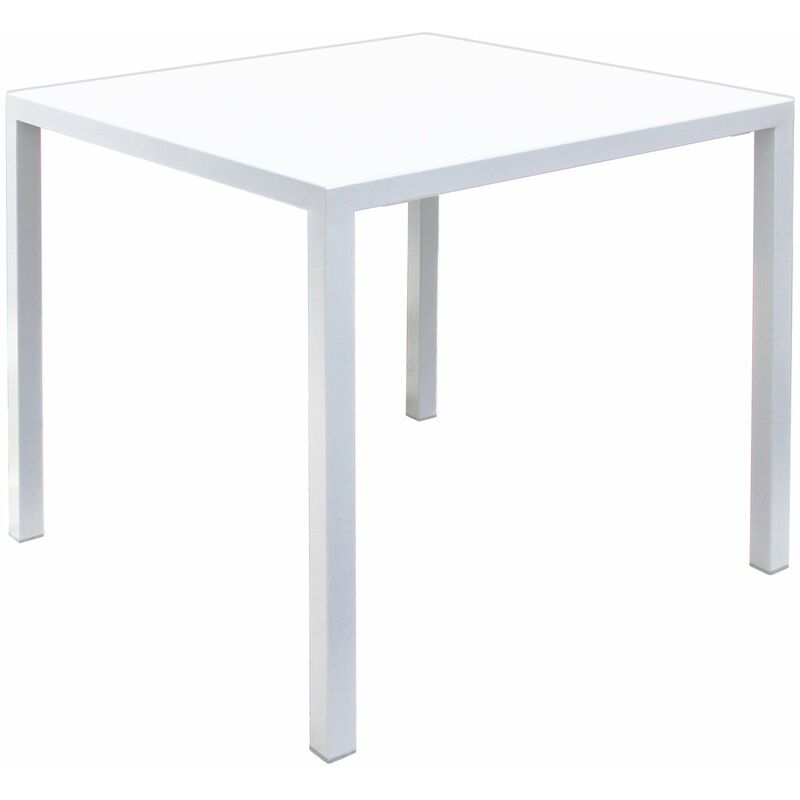 Gardeness - Tavolo quadrato autolivellante da esterno in metallo zincato per bar ristoranti Final - 70x70 cm White