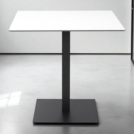 Tavolo quadrato da bar pub ristorante per esterno 80x80 cm piano in HPL Bianco H 74