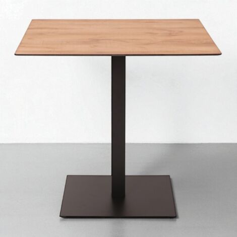 Tavolo quadrato da bar pub ristorante per esterno 80x80 cm piano in HPL Rovere Nodato H 106