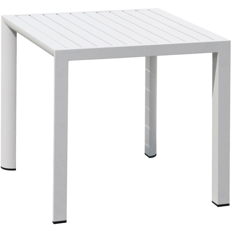 Tavolo Quadrato da Giardino 80x80x75 cm in Alluminio Bianco