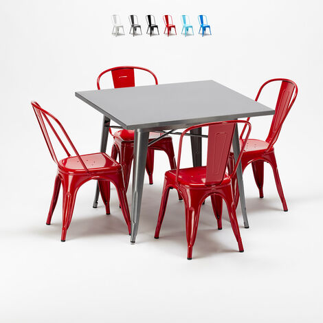 Set 4 sedie design moderno tavolo da pranzo 120x60cm industriale Sixty