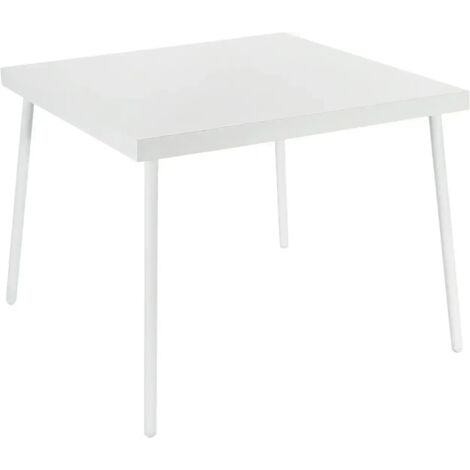 Tavolo Quadrato Giotto in Acciaio Verniciato Bianco 90x90xh71cm Design Moderno