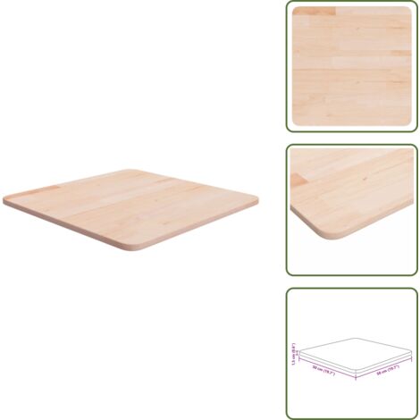 Tavolo quadrato - vidaXL Piano Tavolo Quadrato 50x50x1,5 cm Massello Rovere Non Trattato - Tavolo rustico
