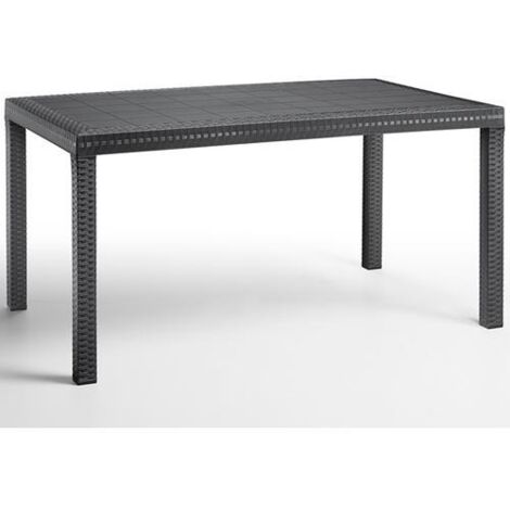 TAVOLO RESINA RETTANG. """URANO"""  ANTRACITE  SIMILRATTAN 140X80X72H CM