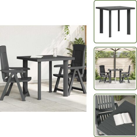 Tavolo resistente - vidaXL Tavolo da Giardino Antracite 80x75x72 cm in Plastica - Ombrellone