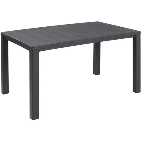 Tavolo rettangolare 147x90 cm in resina con piano effetto doghe Keter Julie -  Black