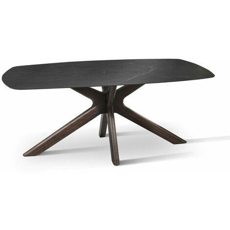 Tavolo Rettangolare 90x180x76 cm in Ceramica Marmo Gemini Nero