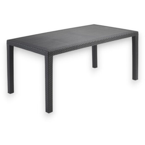 Tavolo rettangolare da esterno 138x78xH72 in resina effetto rattan antracite