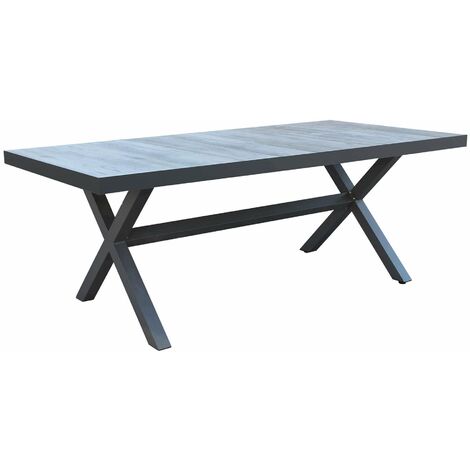 Tavolo rettangolare da esterno con struttura in alluminio e piano in ceramica effetto legno Lagon -  Black