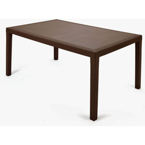 Tavolo rettangolare da giardino, Made in Italy, 138x78x72 cm, color Moka
