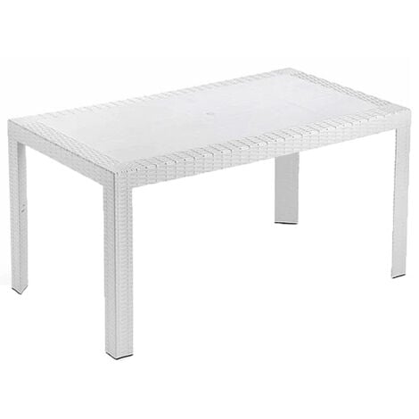 Tavolo rettangolare in resina bianco 6 posti da pic nic interno esterno con 4 gambe pratico e comodo per giardino