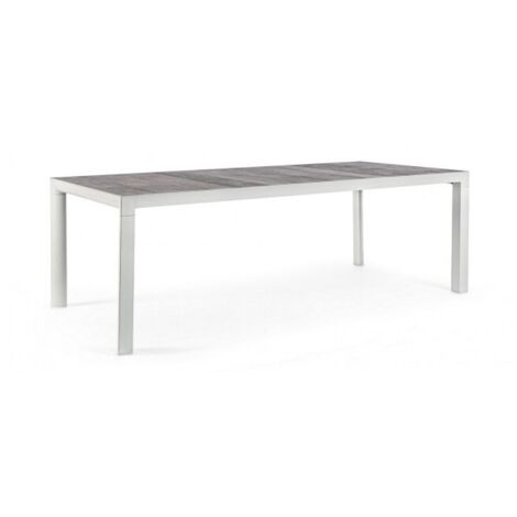 Tavolo rettangolare "Mason" con struttura in alluminio, piano in ceramica -220 x 100 cm / Lunar