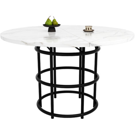 Tavolo Rotondo 100x100x76 cm, Struttura in Metallo, Gambe Regolabili, Montaggio Rapido,Nero, per Pranzo e Soggiorno