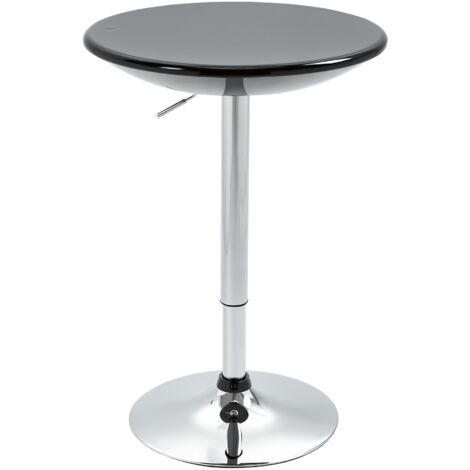 Tavolo Rotondo da Bar con Piano Girevole, Altezza Regolabile con Leva a Gas e Base in Acciaio, Φ61x76-97cm, Nero