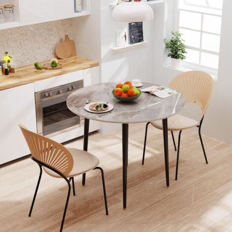 Tavolo Rotondo da Pranzo Marmo Effetto Pietra Sinterizzata Grigio 80cm