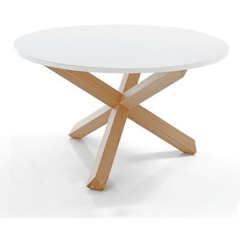 Tavolo rotondo effetto legno laccato bianco cm. H.75  x  Ø 120