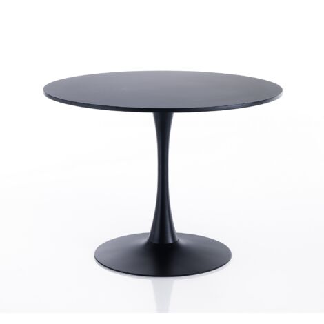 Tavolo rotondo effetto legno laccato nero cm. H.74 x Ø.90