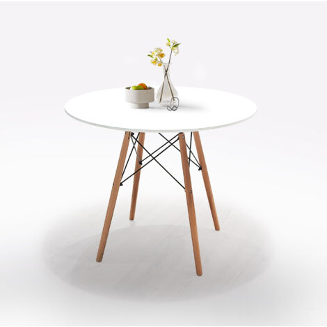 TAVOLO ROTONDO FISSO DIAM. CM 90 LEGNO E MDF BIANCO