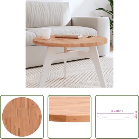Tavolo rotondo -  Piano per Tavolo Ø60x2,5 cm Rotondo in Legno Massello di Faggio