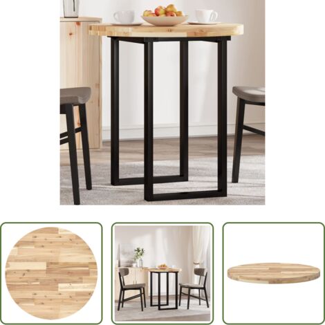 Tavolo rotondo -  Piano Tavolo Rotondo Ø70x4 cm in Legno Massello di Acacia