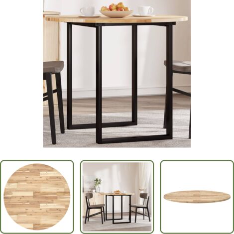 Tavolo rotondo -  Piano Tavolo Rotondo Ø90x2 cm in Legno Massello di Acacia