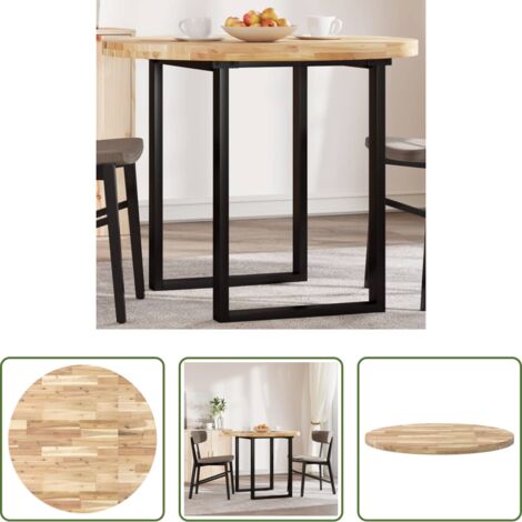 Tavolo rotondo -  Piano Tavolo Rotondo Ø90x4 cm in Legno Massello di Acacia
