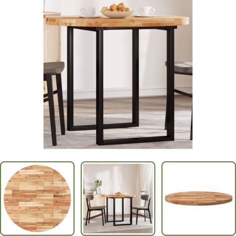 Tavolo rotondo -  Piano Tavolo Rotondo Ø90x4 cm in Legno Massello di Acacia