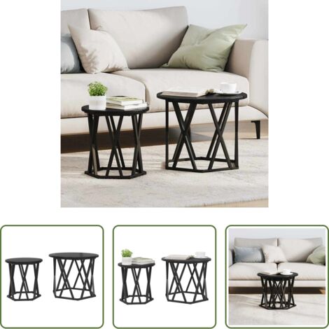 Tavolo rotondo -  Tavolo laterale 2 pcs Rovere Nero