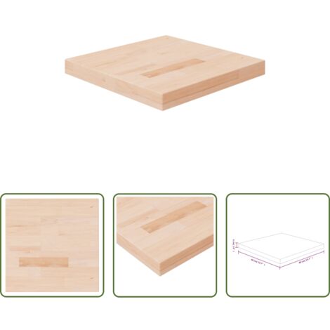 Tavolo rovere -  Piano Tavolo Quadrato 40x40x4 cm Massello Rovere Non Trattato