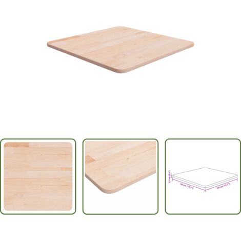 Tavolo rovere -  Piano Tavolo Quadrato 50x50x1,5 cm Massello Rovere Non Trattato