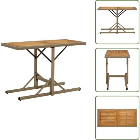 Tavolo rustico - vidaXL Tavolo da Giardino Beige Legno Massello di Acacia e Polyrattan - Tavolo da esterno
