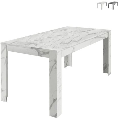 Tavolo sala da pranzo 180x90cm moderno effetto marmo Excelsior - Bianco