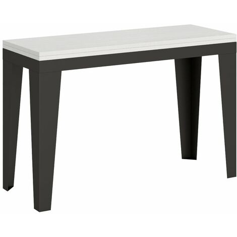 Tavolo Salvaspazio Allungabile 120/200x45/90x80/78 cm Flame Double Bianco Frassino