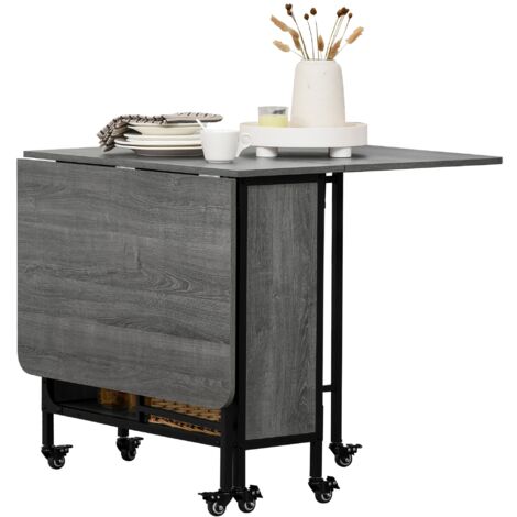 Tavolo Salvaspazio Pieghevole a 2 Ribalte per 6 Persone 130x80x74 cm Grigio