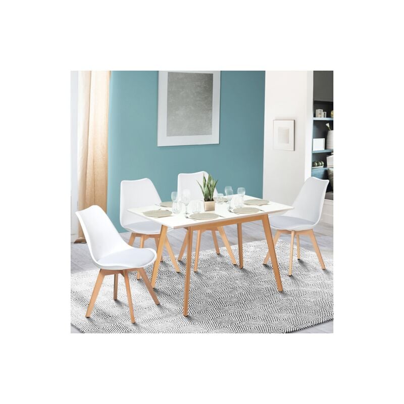 Tavolo scandinavo allungabile inga 120-160 cm bianco