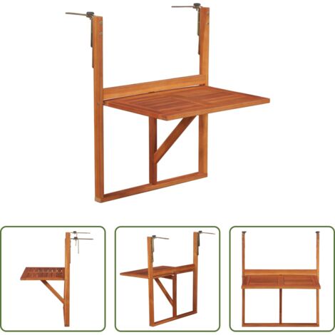 Tavolo sospeso -  Tavolo da Balcone Sospeso 64,5x44x80 cm in Massello di Acacia