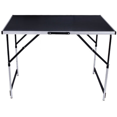 Tavolo tavolino pieghevole altezza regolabile allungabile in alluminio e mdf nero multifunzione per campeggio mercato giardino mercato