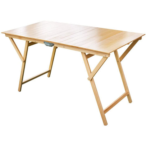 Tavolo tavolino pieghevole in legno di faggio naturale 70x140 cm campeggio casa