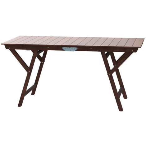 Tavolo tavolino pieghevole in legno noce scuro 140 x 70 cm richiudibile