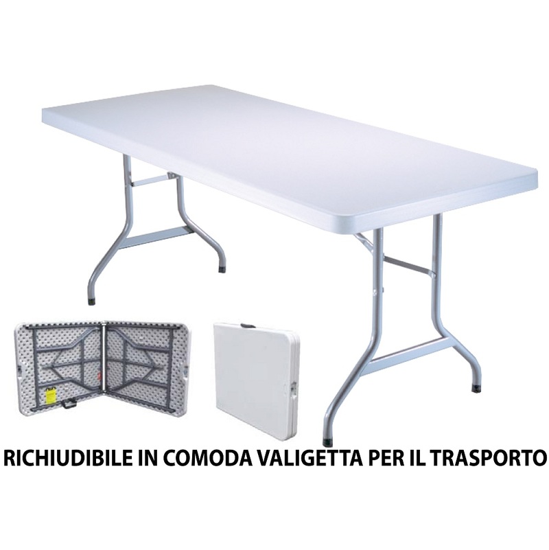 Tavolo Da Giardino Richiudibile.Tavolo Tavolino Pieghevole Richiudibile In Dura Resina 183x76xh72 Cm Per Sagra Campeggio Fiera Casa Da Giardino Buffet Piedi In Ferro Amr0191t2