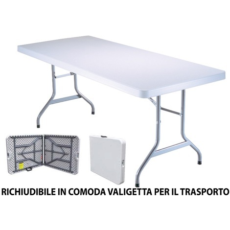Tavolo Tavolino pieghevole set birreria in dura resina 180x74xH74 cm per sagra campeggio fiera casa