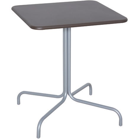 TAVOLO TAVOLINO QUADRATO CON PIEDE CENTRALE PER BAR BISTROT IN ALLUMINIO (20959) MOKA (20955)