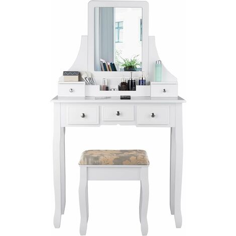 1 OPXZPM Tavoli da Trucco Armadio di stoccaggio della Camera da Letto del com/ò Tavolo da Trucco Integrato con Vernice Bianca/ / / in/ Linea/ a Scomparsa del Vento