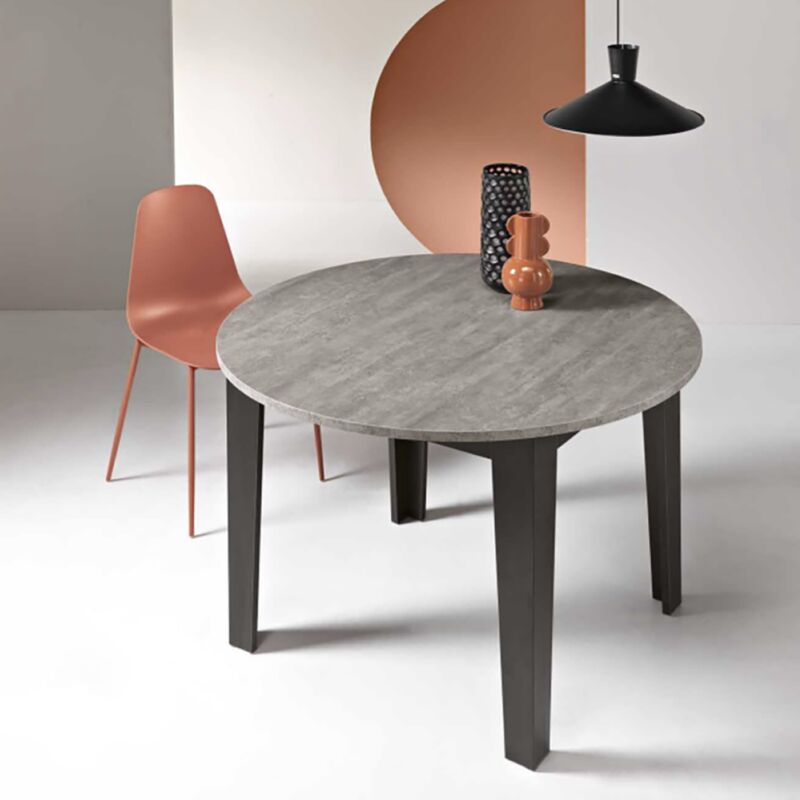 Tavolo tondo allungabile 155 cm con base metallo