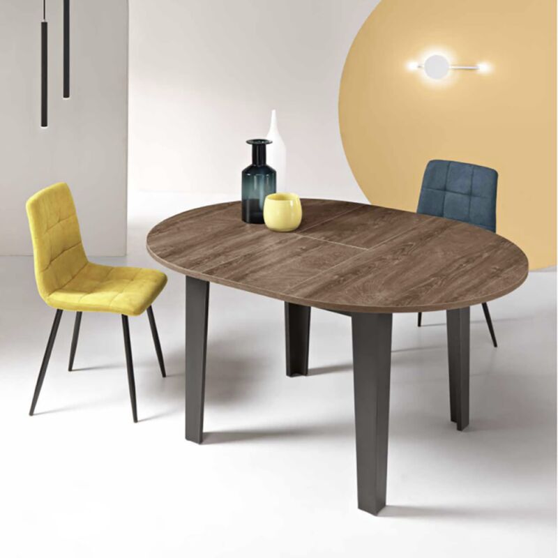 Tavolo tondo allungabile 155 cm con base metallo
