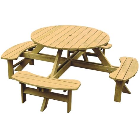 TAVOLO TONDO CON PANCA LASA CM.110x186xH68 ARREDO GIARDINO