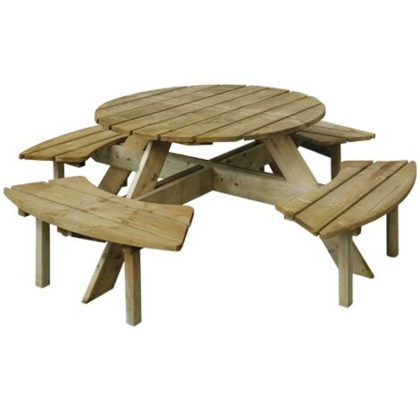 TAVOLO TONDO CON PANCA LASA CM.110x186xH68 ARREDO GIARDINO