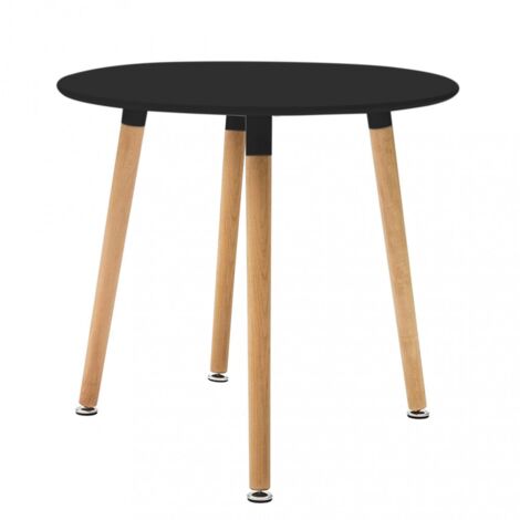 Tavolo tondo da interno Ø80 cm in legno con piano in mdf Avignone -  Black